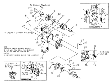 Alternator Diagram and Parts List for 4313-0 DG-50 Generac Generator
