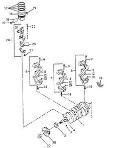 Crankshaft, Piston And Flywheel Diagram and Parts List for 9510-0  Generac Generator