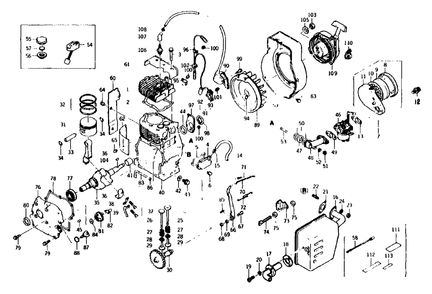 Kawasaki 5 Horsepower Engine Diagram and Parts List for G2600 (8836-0)(8836-0) Generac Generator