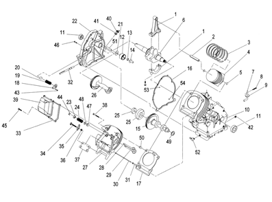 Engine 1 Diagram and Parts List for 0043890 (3535636 - 3626373)(2014) Generac Generator