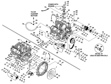 Engine Common Parts Diagram and Parts List for 0052230 (4332300 - 4332311)(2005) Generac Generator