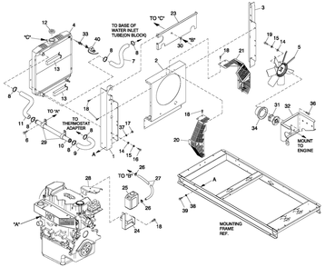 Cooling System 1.6l C1 Diagram and Parts List for 0053363 (4786586)(2007) Generac Generator