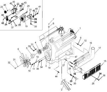 Engine Diagram and Parts List for 0047490 (3650293 - 3651545)(2002) Generac Generator
