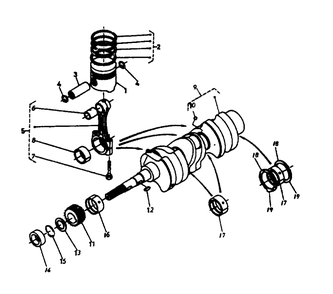 Piston And Crankshaft Diagram and Parts List for 1011-C  Generac Welder