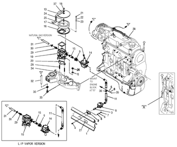 Gaseous Fuel System Diagram and Parts List for 0044741 (3580728 - 3694588)(2014) Generac Generator