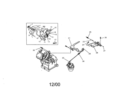 Low Oil Shutdown Diagram and Parts List for EHC00955  Generac Engine