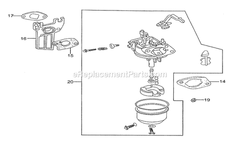 Carburetor Assy Diagram and Parts List for 005723R0 (5132447)(2016) Generac Generator