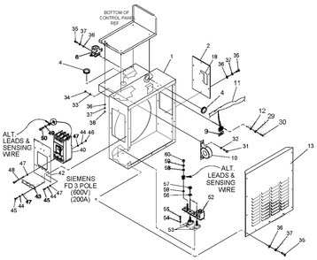 Connection Box Diagram and Parts List for 0047490 (3650293 - 3651545)(2002) Generac Generator
