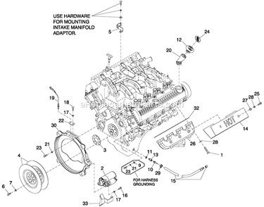 Engine Common Parts R/H Side 5.4l Cpl Diagram and Parts List for QT05554KNSNA (6654325)(2011) Generac Generator
