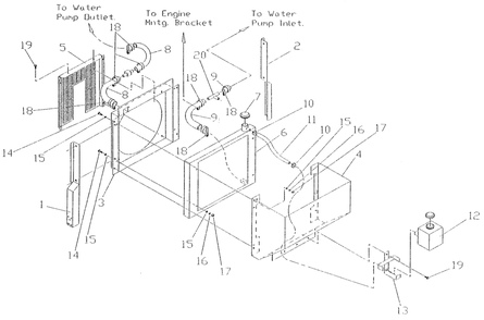 Radiator Diagram and Parts List for 4136-0  Generac Generator
