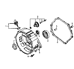 Crankcase cover Diagram and Parts List for 5939-6  Generac Generator