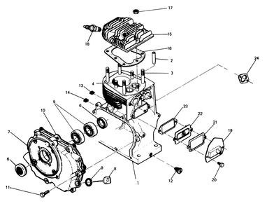 Crankcase And Cylinder Head Diagram and Parts List for 6368-0  Generac Generator