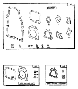 Gasket Set, Breather Gasket Set, And Valve Overhaul Kit Diagram and Parts List for 4W113D (9163-2)(9163-2) Generac Generator