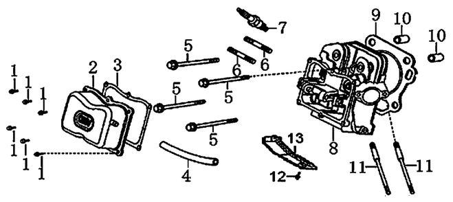 Cylinder Head Diagram and Parts List for GP5500 (6593910A - 7330563A)(2012) Generac Generator