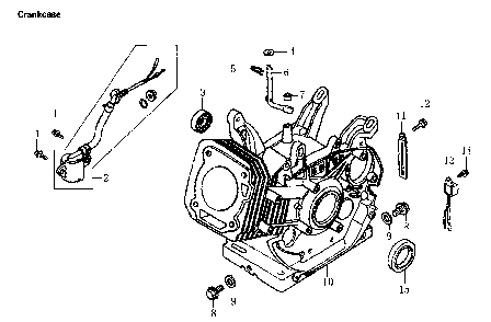 Crankcase Diagram and Parts List for 006673-0  Generac Generator