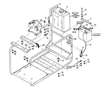 Mounting Base Diagram and Parts List for 1003-C  Generac Welder