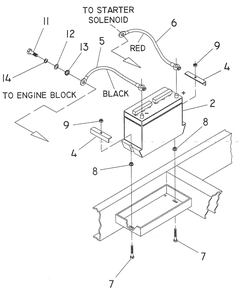 Battery Diagram and Parts List for 0043730 (326497 - 3536030)(2014) Generac Generator