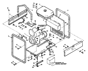 Mounting Base Diagram and Parts List for 4W114 (8926-0)(8926-0) Generac Generator