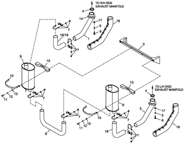 Muffler 5.4l/6.8l Cpl Exhaust C3 O/S Diagram and Parts List for QT05554AVNNA (4495265 - 4709649)(2007) Generac Generator