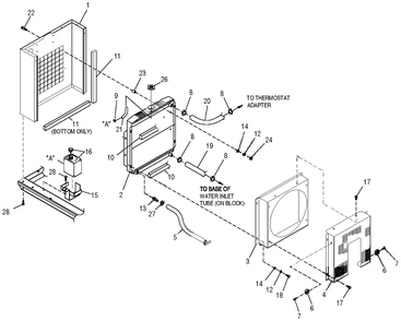 Radiator Diagram and Parts List for 0050980 (0605V01554 - 1005V02703)(2005) Generac Generator