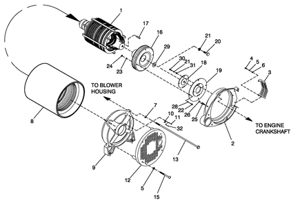 Part Location Diagram of 0A5601 Generac Cover, Rear Bearing Carrier
