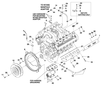 Engine Common Parts R/H Side Diagram and Parts List for QT07068ANANA (5217447)(2008) Generac Generator