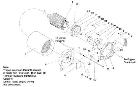 Engine Compartment Diagram and Parts List for 0910-0  Generac Generator