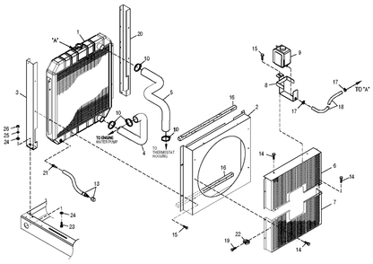 Radiator Diagram and Parts List for 0051000 (0505V01164)(2005) Generac Generator