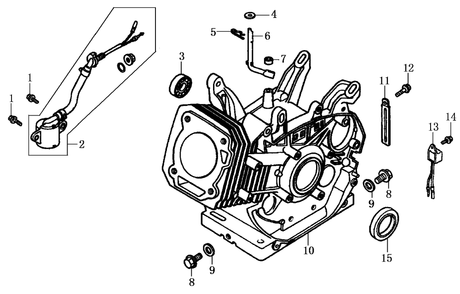 Crankcase Diagram and Parts List for 0059451 (7442620A - 8094139A)(2013) Generac Generator