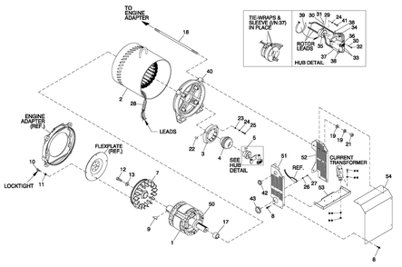 Cpl Alternator Brushless 70kw 4-Pole Diagram and Parts List for QT07068AVAY (6202188)(2010) Generac Generator