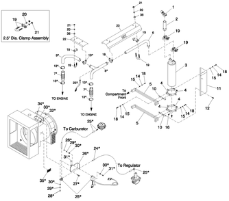 Exhaust Diagram and Parts List for 0047481 (3768061 - 3813080)(2003) Generac Generator