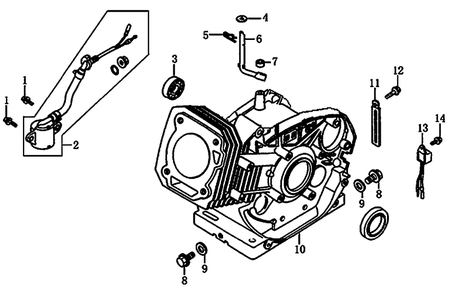 Crankcase 2 Diagram and Parts List for 0069310 (9999124 - 10041326)(2015) Generac Generator