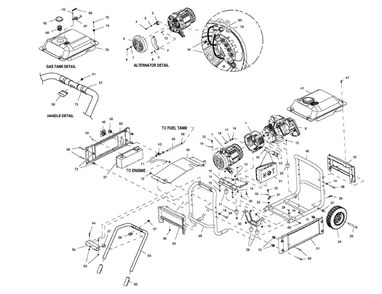 Frame Assembly Diagram and Parts List for 005778-1  Generac Generator