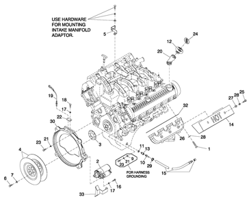 Engine Comon Parts R/H Side 5.4l Cpl Diagram and Parts List for QT05554AVNNA (4495265 - 4709649)(2007) Generac Generator