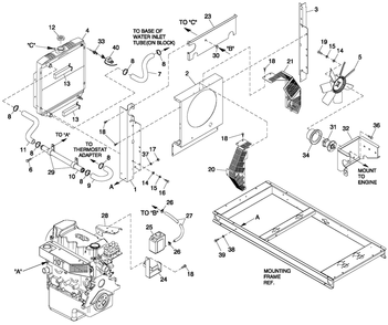 Cooling System 1.6l Diagram and Parts List for 0053363 (4786586)(2007) Generac Generator