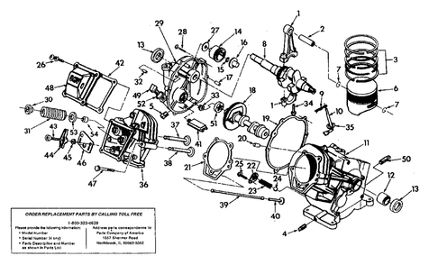 Gn-190 Engine Long Block (10/95) Diagram and Parts List for 3W953 (9540-0)(9540-0) Generac Generator