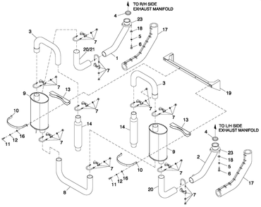 Muffler 5.4l/6.8l Cpl Exhaust C3 Diagram and Parts List for QT04554ANNNA (4501308 - 4636811)(2006) Generac Generator