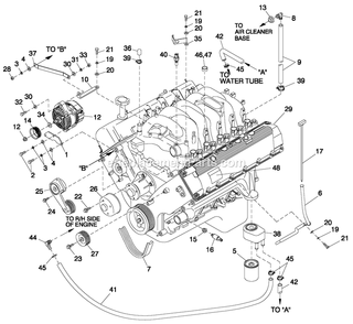 Engine Common Parts L/H Side (6.8l Cpl) Diagram and Parts List for QT07068JVSN (4733294)(2007) Generac Generator