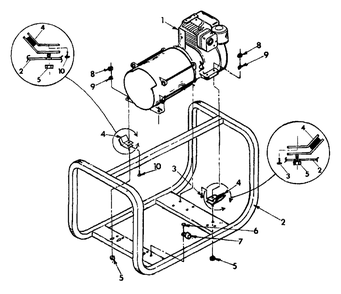 Engine And Cradle No. 70489 Diagram and Parts List for T4000 (9109-0)(9109-0) Generac Generator