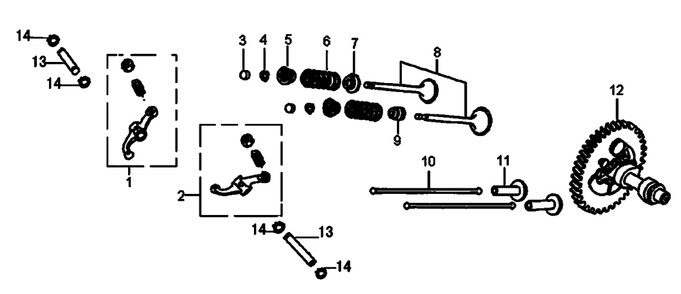 Rocker And Camshaft 1 Diagram and Parts List for 0064270 (7654565A)(2012) Generac Generator