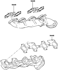 5.4l Gas Engine Exhaust Manifolds Diagram and Parts List for QT08054ANSNA (5981037 - 5981038)(2010) Generac Generator