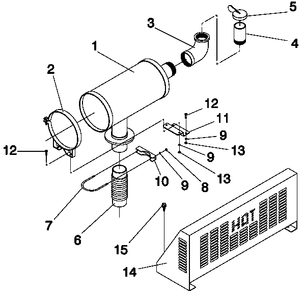 Ev Muffler 1.5 Diagram and Parts List for 0044741 (3580728 - 3694588)(2014) Generac Generator