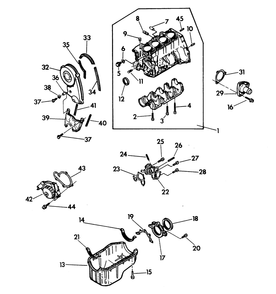 Cylinder Block And Oil Pan Diagram and Parts List for 9382-0  Generac Generator