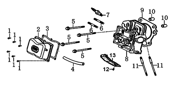 Cylinder Head Diagram and Parts List for 0060361 (7513143A - 7514582A)(2012) Generac Generator