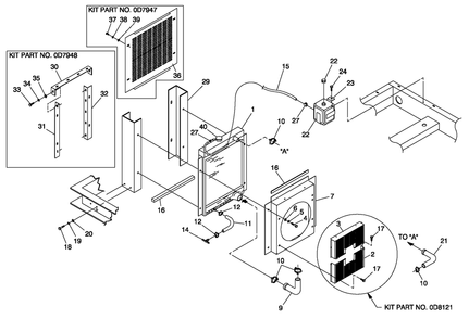 Ev Radiator 4.3l Diagram and Parts List for 0047490 (3650293 - 3651545)(2002) Generac Generator