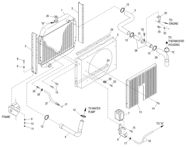 Radiator Diagram and Parts List for 0049485 (4180771 - 4225242)(2005) Generac Generator
