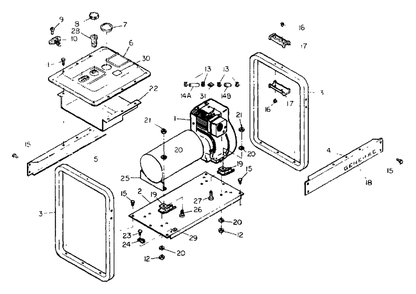Mounting Base No. 70649 Diagram and Parts List for L2400 (8906-0)(8906-0) Generac Generator