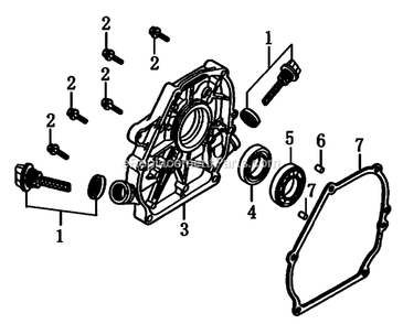 Crankcase Cover Diagram and Parts List for 006412R0 (8107383)(2015) Generac Generator