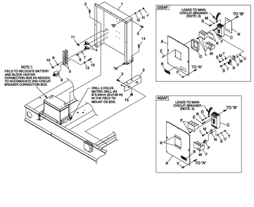 Connection Box 225/400af Diagram and Parts List for QT07068ANANA (5217447)(2008) Generac Generator