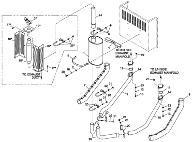 Muffler Exhaust 3.0l Cpl 50kw Diagram and Parts List for QT05030AVSN (4137868 - 4202779)(2005) Generac Generator